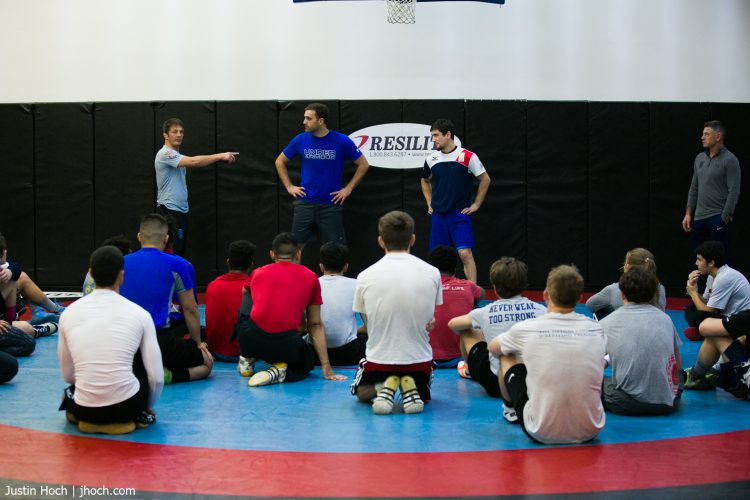 Wrestling facility rental in New Jersey shows a wrestling team practicing